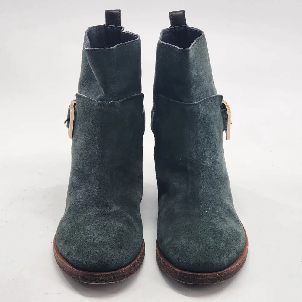 TORY BURCH Riley Mid Buckle Suede‎ Ankle Boots & Booties Size 8 Dark Green